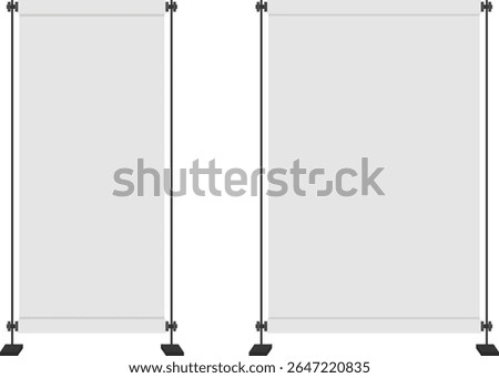 Gray Flat Exhibition Display Banners on Stand for Trade Show and Marketing Vector