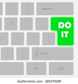 Gray flat keybord buttons with green enter. eps10