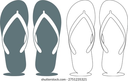 Gray flip flop sandals silhouettes