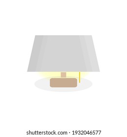 Gray floor lamp on a wooden leg with a gold chain. A lamp for a bedroom or a work desk. Flat vector illustration