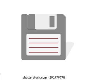 gray floppy disk with shadow on white background