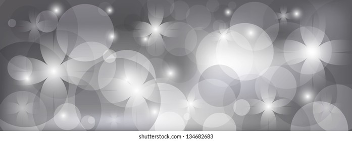 Gray floral background with bright light