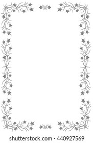 Gray floral border - vector illustration. 