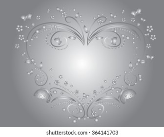 gray floral heart background