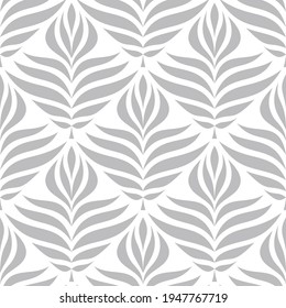 Gray floral ornament background design. Abstract seamless pattern. Vector illustration.