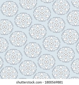 Gray floral pattern with shadow on the sea foam background