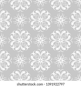  Gray floral seamless background with white design
