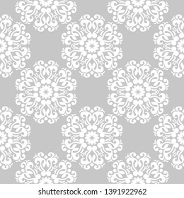  Gray floral seamless background with white design