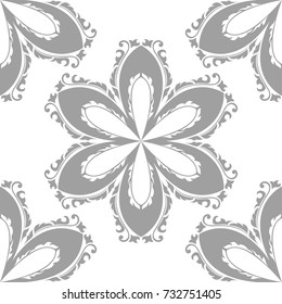 Gray floral seamless pattern on white background