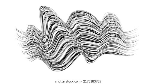 Gray flow brushstroke on white background.. Fluffy bunch of white politics. Abstract disheveled fibres. Vector illustration swirl blur. Crayons and chalk paint, fibers, hair and bunch.