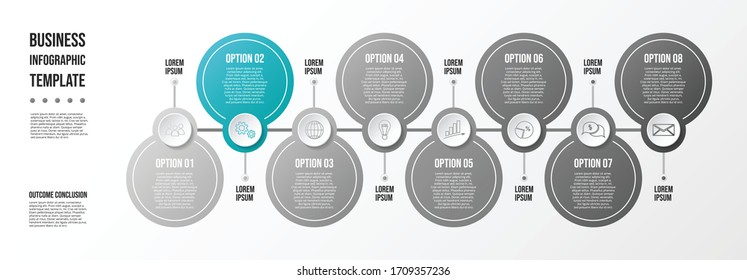 Gray flow chart with business icons. Infographic template. Vector