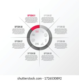 Gray flow chart with business icons. Infographic template. Vector