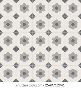 gray flower, cement tiles, cute pattern, decorative seamless background