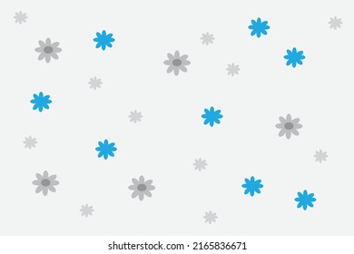 Gray flowers and blue flowers. on a gray background. Vector illustration in flat style. Concept of gray and blue tones.