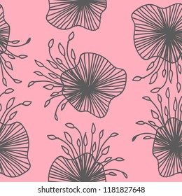 gray flowers on a pink
