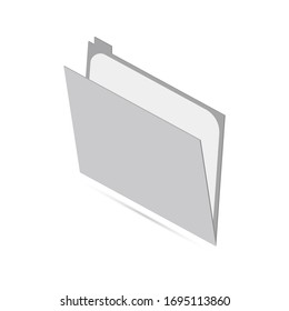 Gray folder with shadow on white background