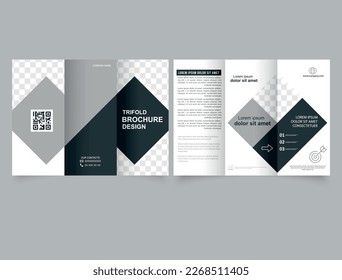 A gray folding brochure. Trifold brochure with diamonds.