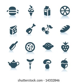 Gray food icons with shadows, part 1