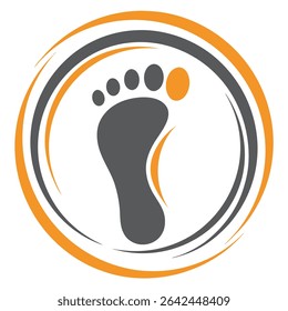 Gray Foot Print Icon Orange and Gray Circular Design Element