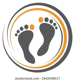 Gray Footprints Orange Circle Abstract Design Graphic 1