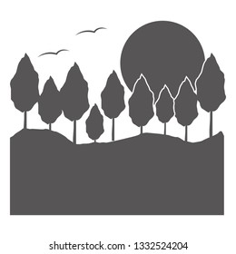 gray forest trees vintage landscape