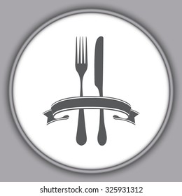 Gray fork and knife - illustration 