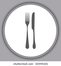 Gray fork and knife - illustration 