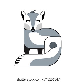 Gray Fox character in modern simple flat style.