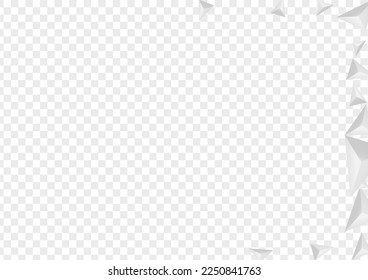 Gray Fractal Background Transparent Vector. Shard Isolated Design. Hoar Beauty Backdrop. Crystal Paper. Silver Triangular Texture.