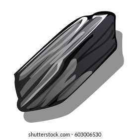 The gray fragment of charred timber isolated on white background. Vector cartoon close-up illustration.
