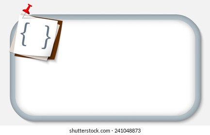 gray frame with pushpin and square brackets