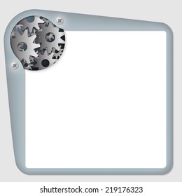 gray frame for text with cogwheels
