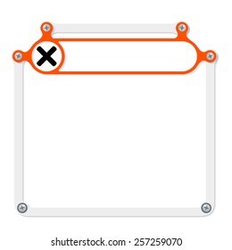 gray frame for text with screws and red frame for headline