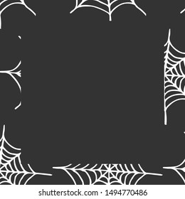 Gray frame with white cobwebs vector illustration for design and decoration, image