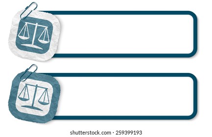 Gray frames with texture crumpled paper and law symbol