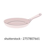 Gray frying pan in flat minimalist style illustration