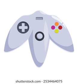 Gray gamepad with buttons for playing video games, isolated on white background