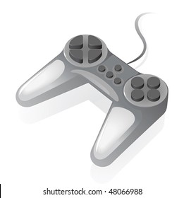 Gray gamepad for video games. Vector illustration.