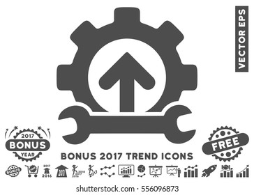 Gray Gear Integration Tools pictograph with bonus 2017 year trend pictograph collection. Vector illustration style is flat iconic symbols, white background.