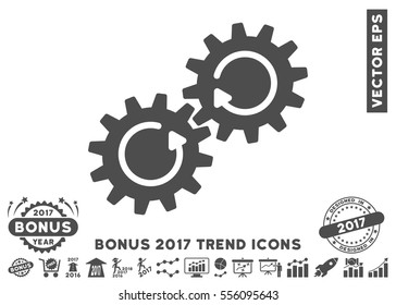 Gray Gear Mechanism Rotation pictogram with bonus 2017 year trend elements. Vector illustration style is flat iconic symbols, white background.