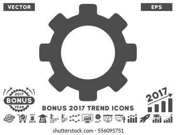 Gray Gear pictogram with bonus 2017 year trend pictures. Vector illustration style is flat iconic symbols, white background.