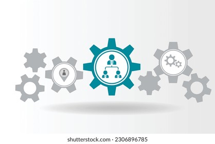 Una rueda de engranajes grises con una bombilla verde simboliza una idea o solución.Icono ESG Banner - Medio ambiente, sociedad y gobernanza concepto de conexión social iconos relacionados con el medio ambiente amigable ic