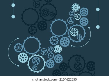 gray gears cogs in blue background