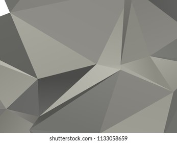 Gray geometric background with triangles of different shapes and scales. Wave Triangulation pattern. Low polygon. Vector illustration. Rectangular, horizontal