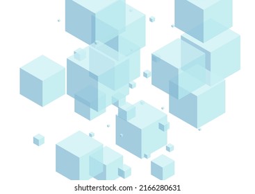 Gray Geometric Background White Vector. Box Light Design. Blue Block Isolated Card. Minecraft Template. White Poster Polygon.