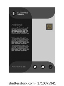 Gray geometric brochure. Vector flyer design. A4 size layout