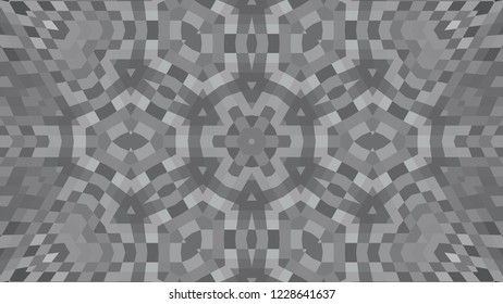 Gray geometric design, gray abstract background. Mosaic of a vector kaleidoscope, vector halftone design. Gray background texture. Decorative web layout or poster, banner. EPS 10 Vector
