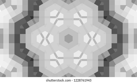 Gray geometric design, gray abstract background. Mosaic of a vector kaleidoscope, vector halftone design. Gray background texture. Decorative web layout or poster, banner. EPS 10 Vector