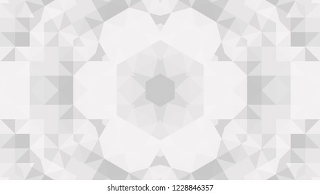 Gray geometric design, gray abstract background. Mosaic of a vector kaleidoscope, vector halftone design. Gray background texture. Decorative web layout or poster, banner. EPS 10 Vector
