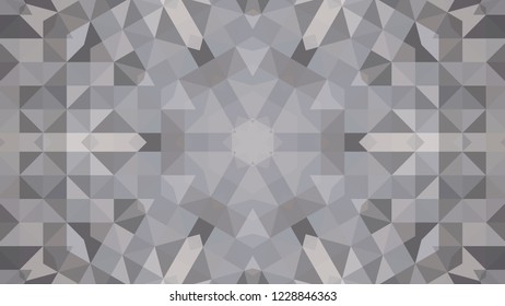 Gray geometric design, gray abstract background. Mosaic of a vector kaleidoscope, vector halftone design. Gray background texture. Decorative web layout or poster, banner. EPS 10 Vector